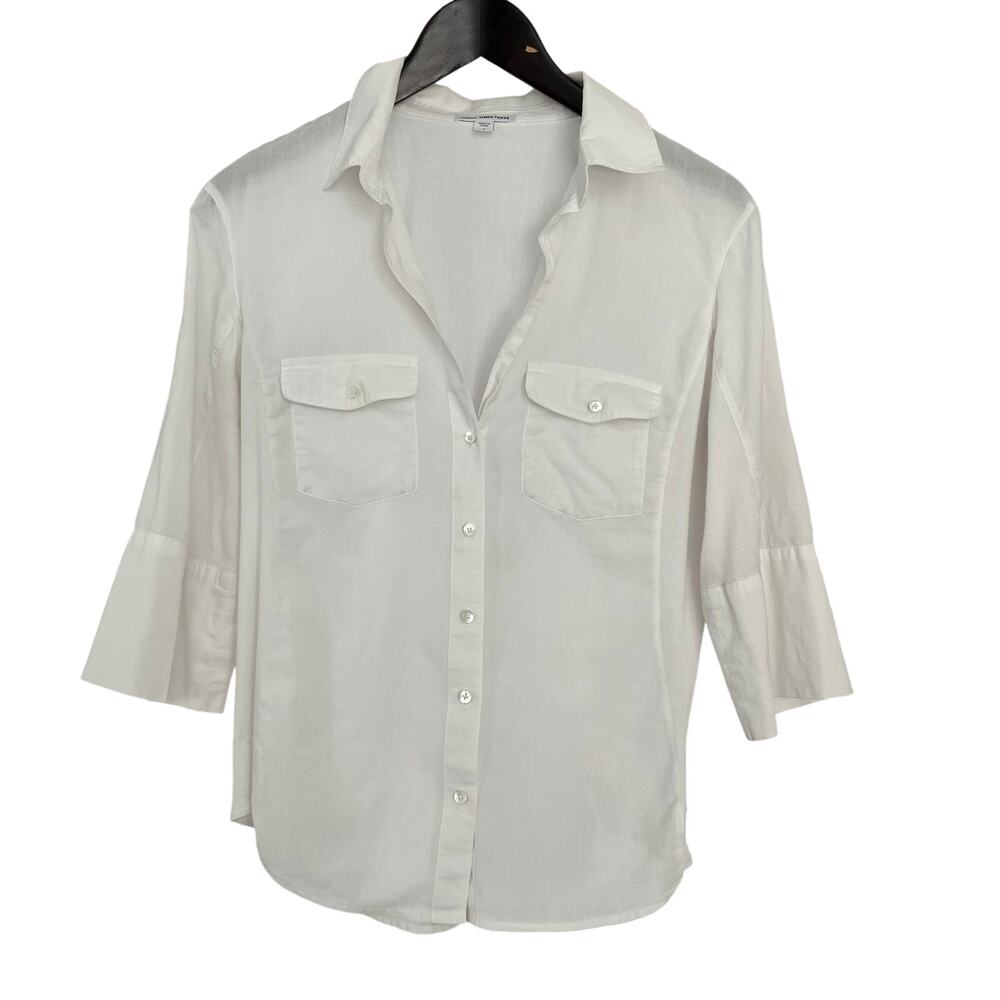 James Perse Sheer Slub Side Panel Supima Cotton Shirt White Size 4 XL